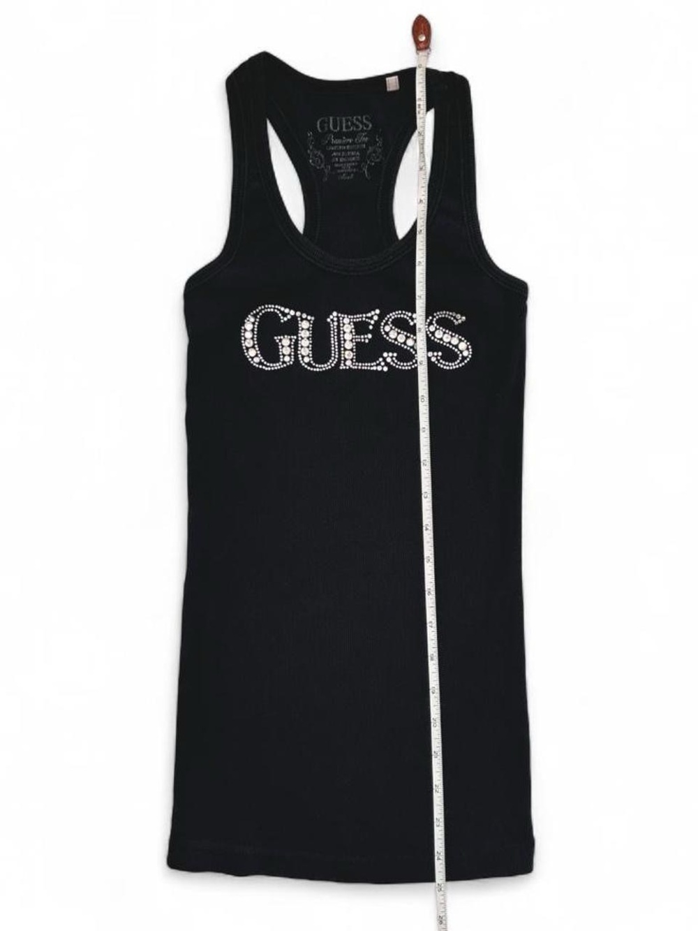 Y2K 2000s Guess McBling Bedazzled Logo Tank Top - Picture 4 of 4